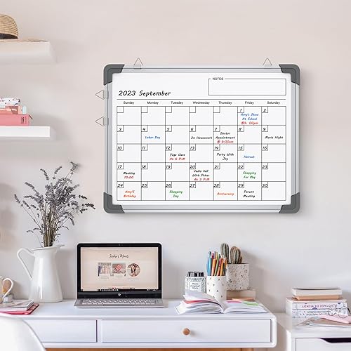 Miniatura 5 de kwznob - Calendario de borrado en seco para pared, pizarra blanca magnética de 16 x 12 pulgadas, calendario de borrado en seco, pizarra portátil