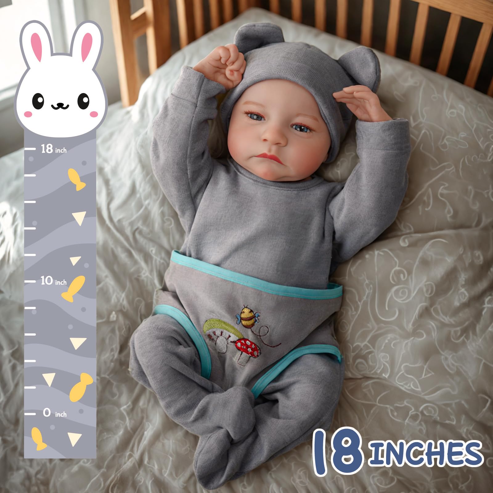 BABESIDE Bambino Reborn Maschio - 18 Pollici Bambole Neonate Life Like Reborn Baby Doll - Bambino Rinato Realistiche Vinile Dolls