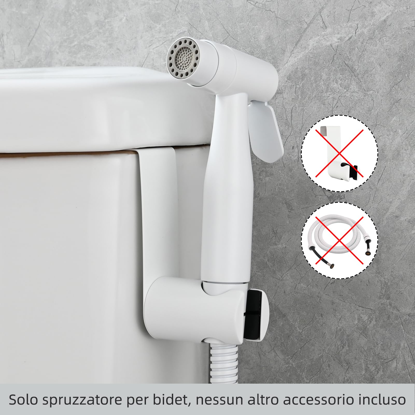 Tecmolog 2 Pezzi Doccetta WC a 2 Modalità in Acciaio Inox Doccia Bidet Portatile per l'Igiene Personale, Bianco, WS024AW-2