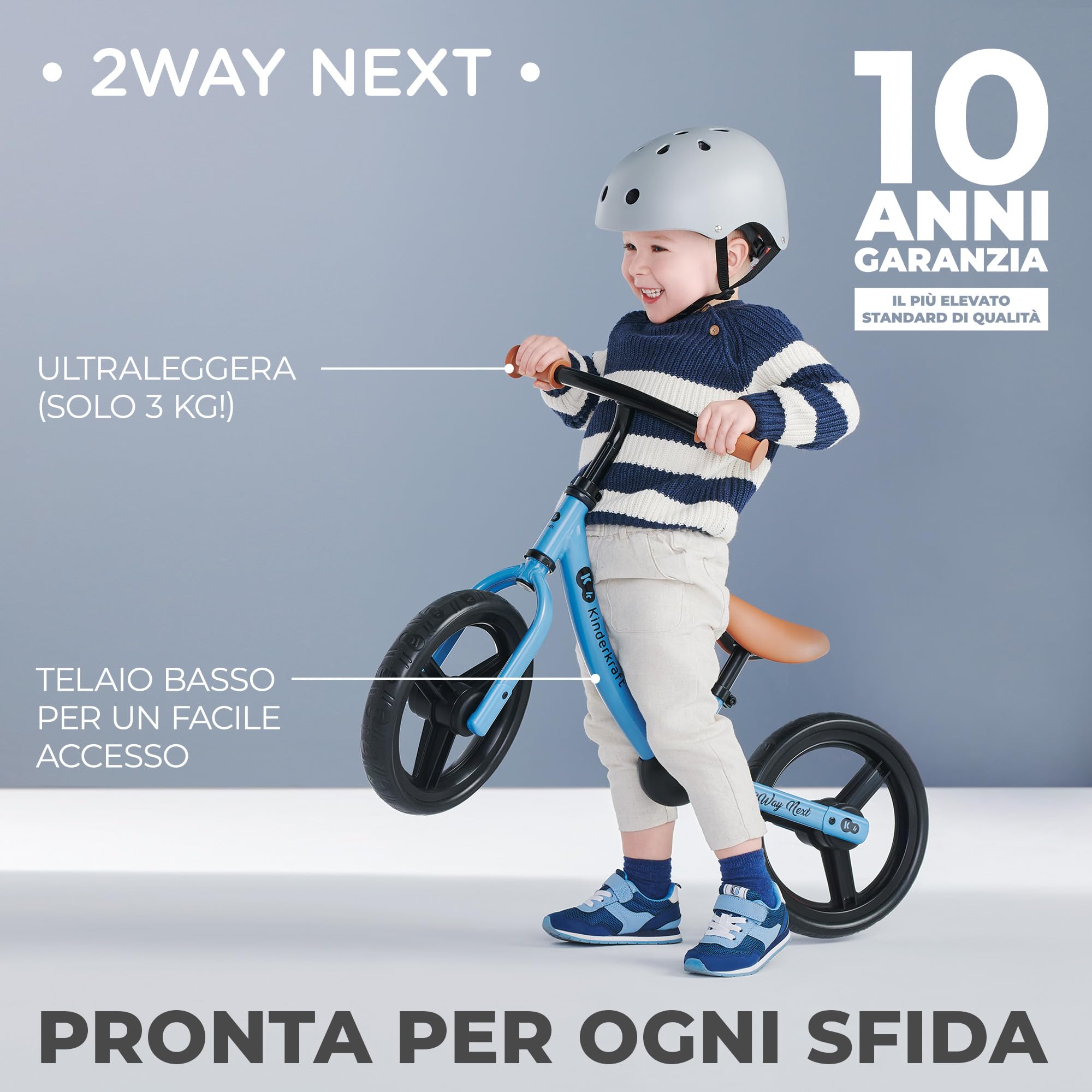 kk Kinderkraft 2WAY NEXT Bicicletta bambini 2-5 anni, Bici senza pedali, 12 polici ruote, Design sportivo, Regolazione della sella, Bloccasterzo, Montaggio facile, Struttura leggera, Verde
