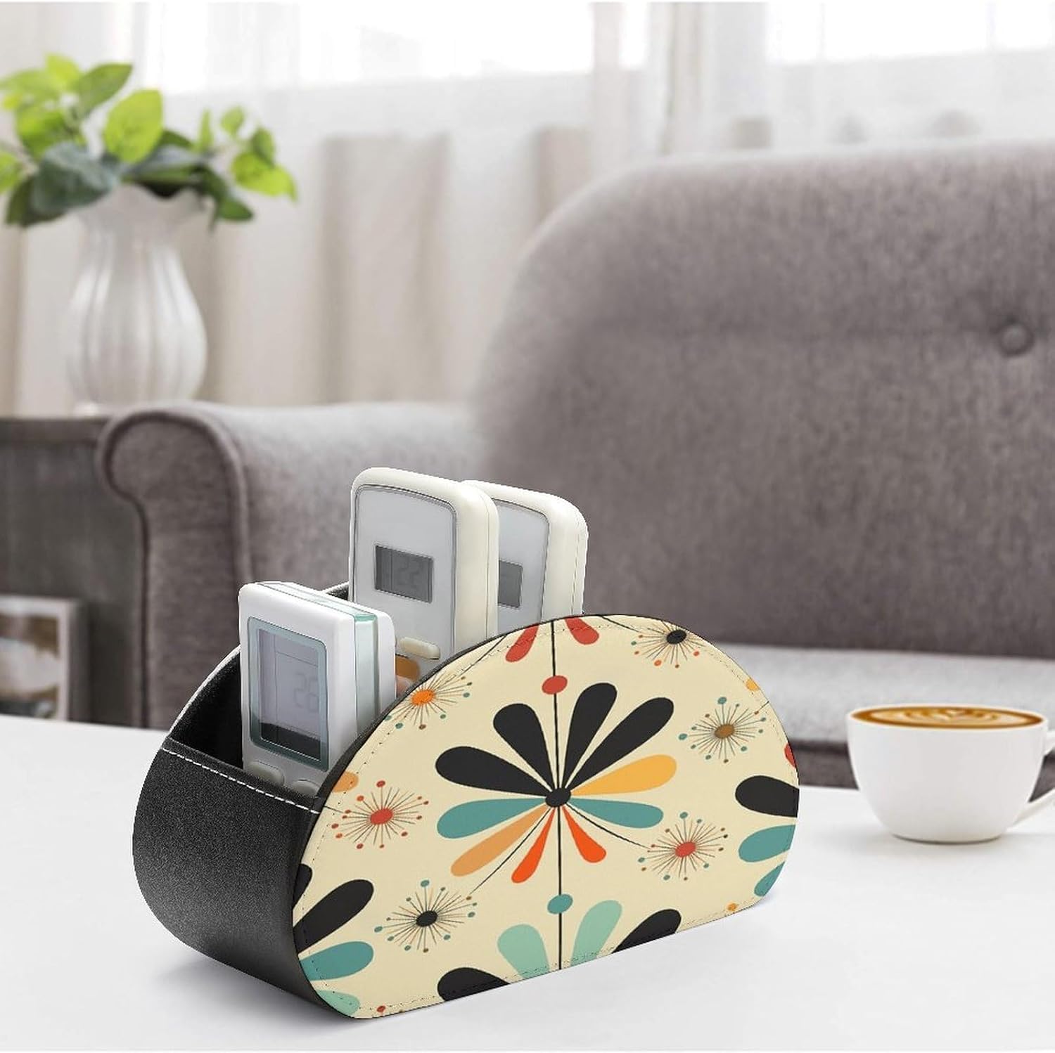 Personalized PU Leather Remote Control Holder with 5 Compartments image 4