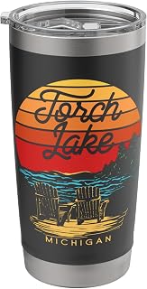 Torch Lake Michigan USA Beach Fun Vacation Souvenir DA1 Stainless Steel Insulated Tumbler