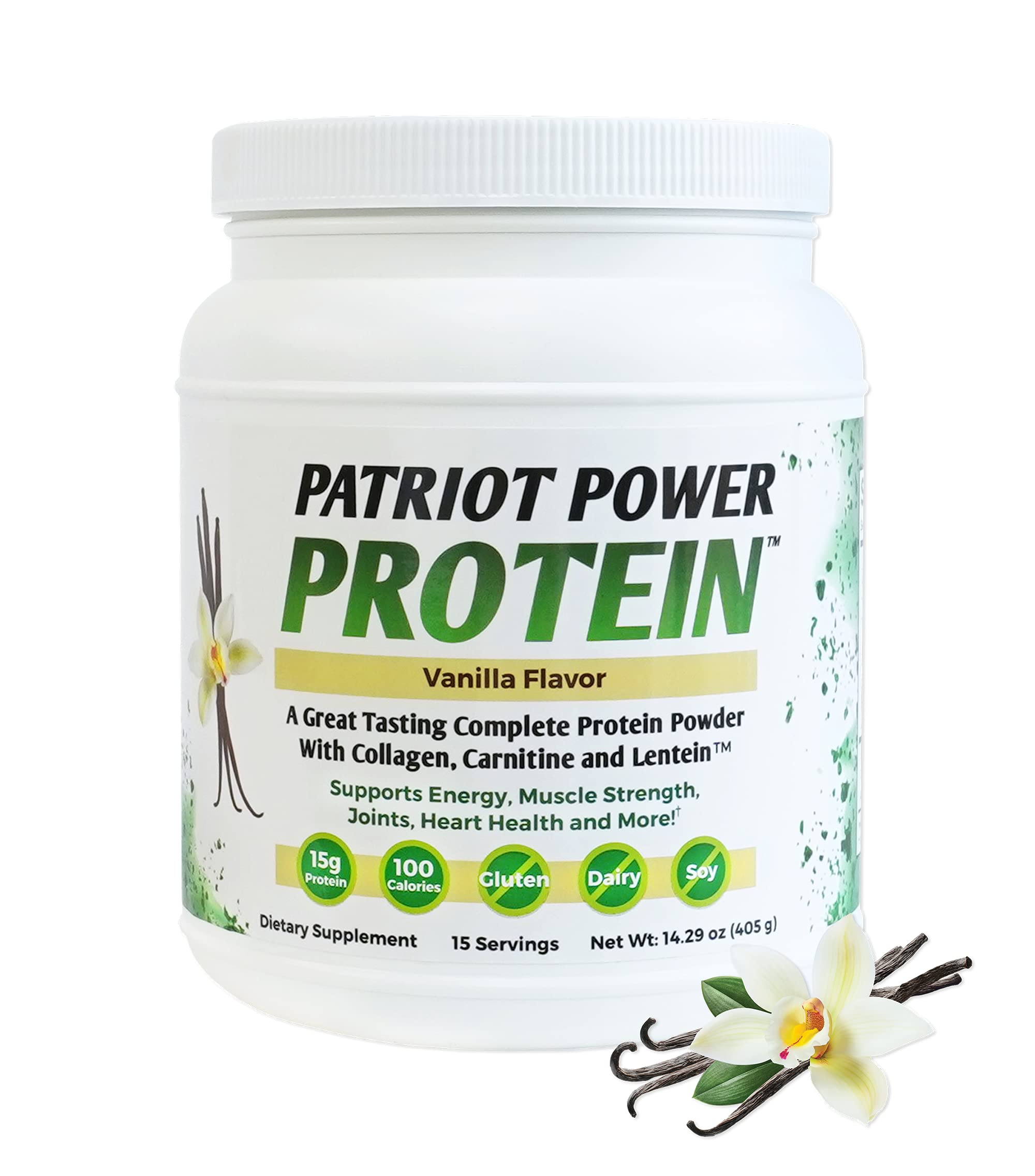 PATRIOT HEALTH ALLIANCE Patriot Power Protein Vanilla, 10g of Collagen Per SVG, Perfect for Post-Wor