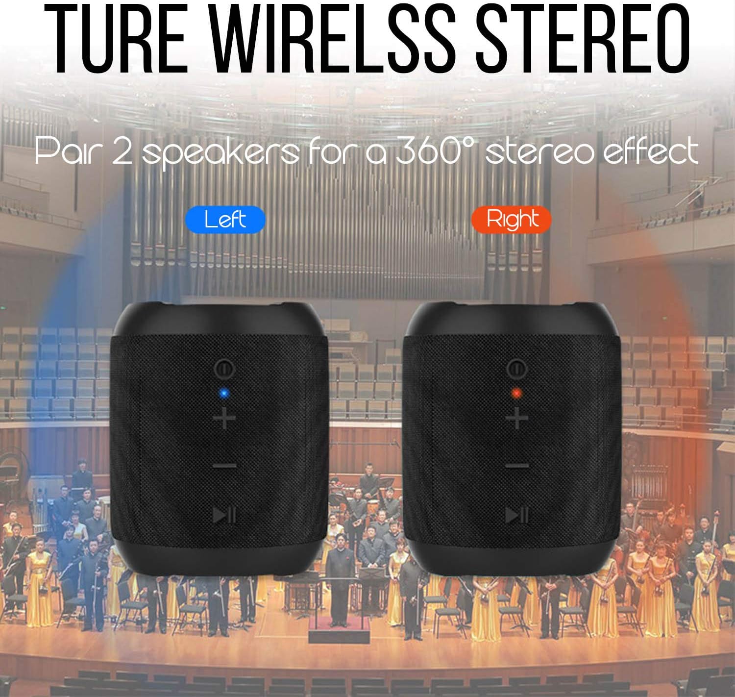Two SENXINGYAN SXY-M2 Bluetooth Speakers paired for True Wireless Stereo (TWS) effect