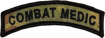 Combat Medic Multi CAM Tab with Hook and Loop Backing - 3 1/2" X 1" tab with merrowed Edge - Corpsman - Army Doc - Army - merrowed Edge