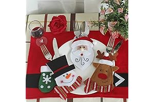 6PCS Christmas Snowman Tableware Holder Silverware Holder Pockets Set Knife Spoon Fork Bags