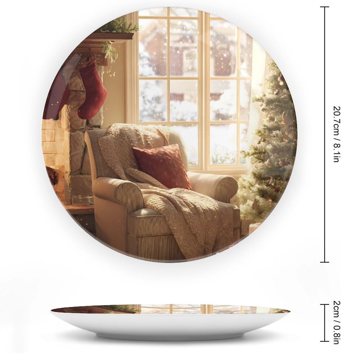 Christmas Snowflakes Winter Sunlight Decorative Plates for Display Ceramic Plate Tray with Stand Hanger Home Decor