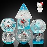 Kitty Dungeons and Dragons Dice,DNDND 7PCS D&D Dice Set with Velvet Bag for DND Role Playing Games and Tabletop GamesKitty