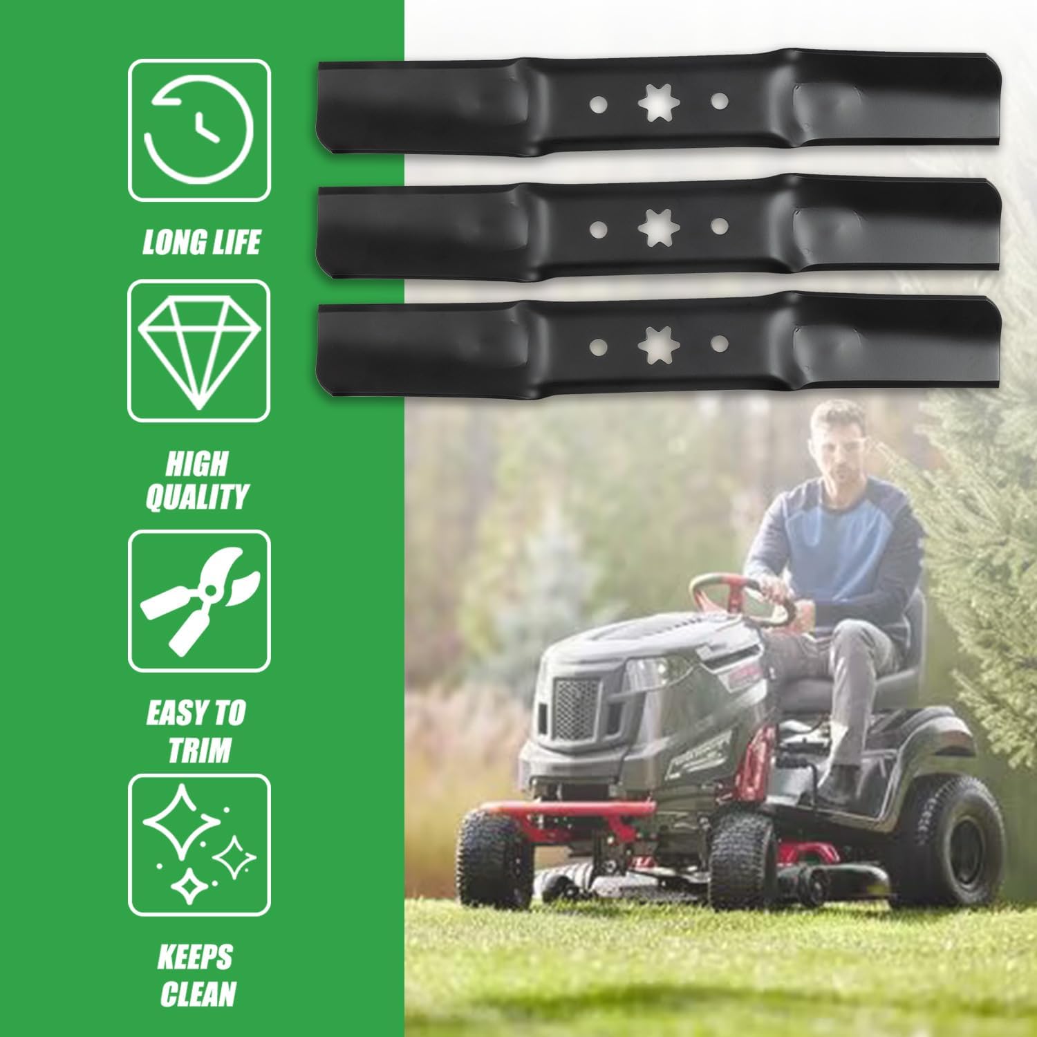 RANSOTO ZT1 50 Blades 942-05052A Medium Lift 50 Inch Deck Lawn Mower Compatible with MTD Craftsman G8200, G8300, Cub Cadet RZT XT1 XT2 ZT2, Troy-Bilt Super Bronco Mustang Replaces 742-05052A