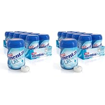Mentos Pure Fresh SugarFree Chewing Gum with Xylitol, Fresh Mint, Mini Nano Bottles, Miniature Pack Size, 10 Pieces Pack of 20