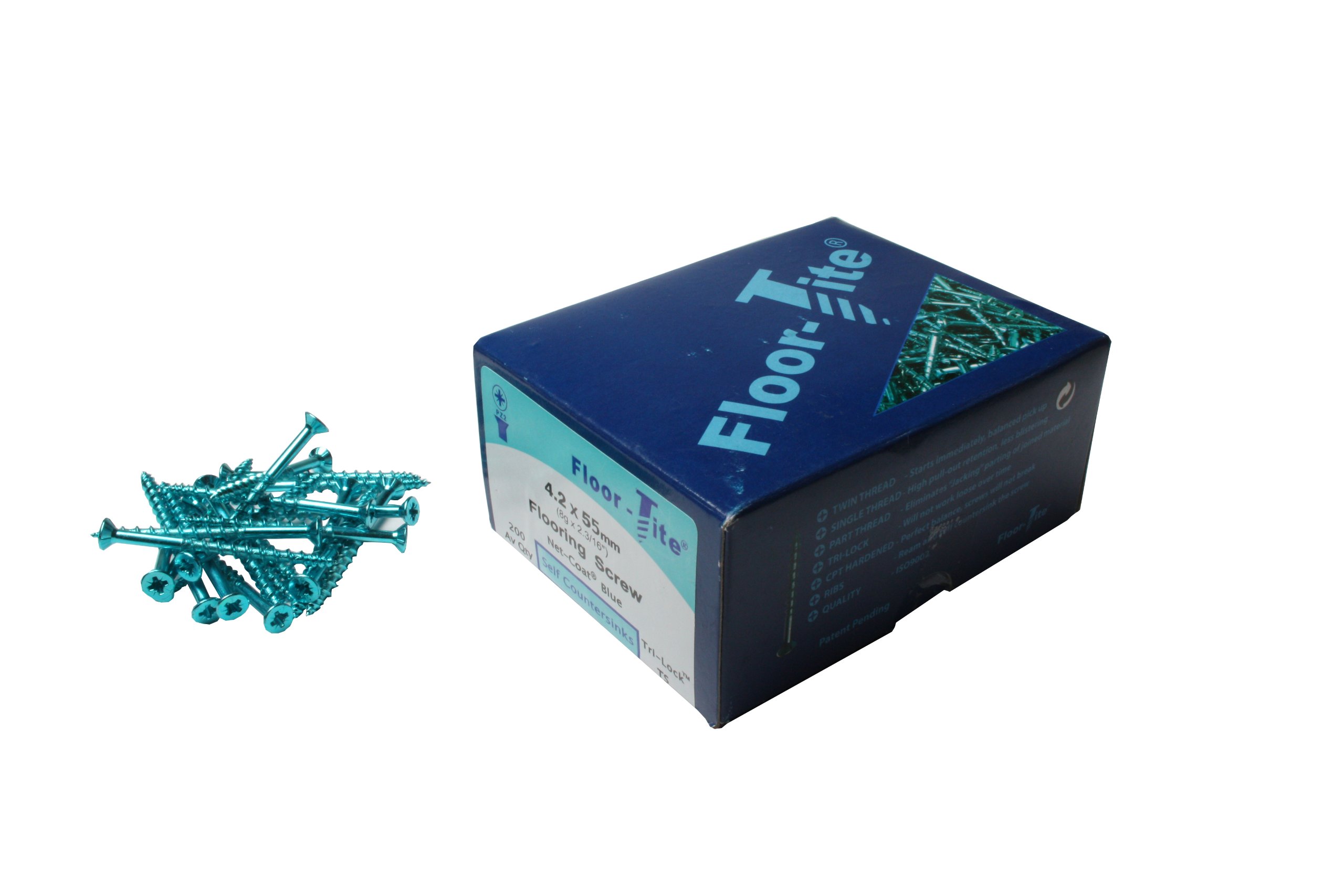 Floor-Tite Tri-Lock Pozi Screw 4.2 X 55Mm (200 Pack) In Blue