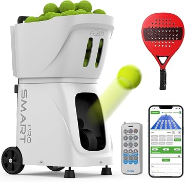 PT-SMARTPro Padel Ball Machine, Smart Ball Launcher with App Control, 20-Point Programming, 12 Serve Modes, Random Ball Function, Skill Levels