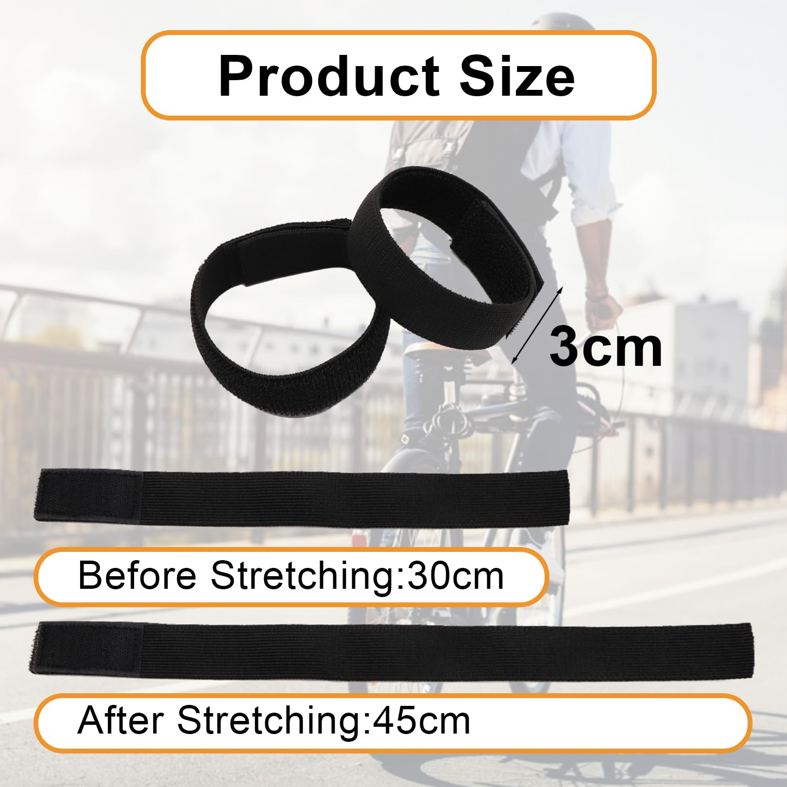 Cinghie Elastiche Antiscivolo Vidacharmy - 4 Pezzi, Nero, Nylon, 45 Cm, Per Fitness, Escursionismo, Bici - Foto 3