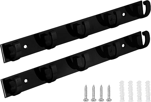 Paquete de 2 percheros resistentes para montar en la pared, estante de acero inoxidable con 5 ganchos en forma de C para abrigos, toallas, llaves y