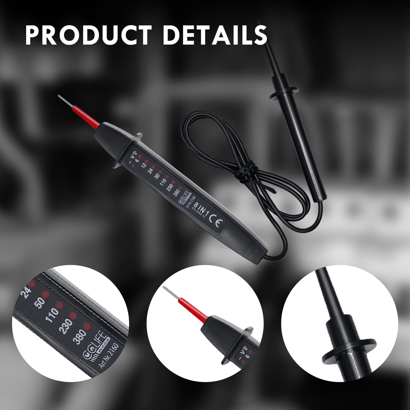 CCLIFE Tester napięcia 2-biegunowy 6-380V AC/DC tester fazy