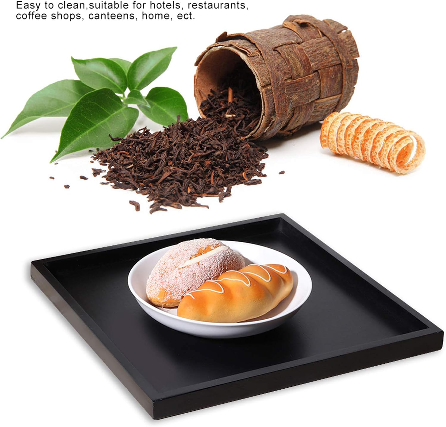 Serving Tray Black Square Decorative Serving Tray Wooden Ottoman Tray Coffee Table Farmhouse Home Decorations 12x12inch - Image 5