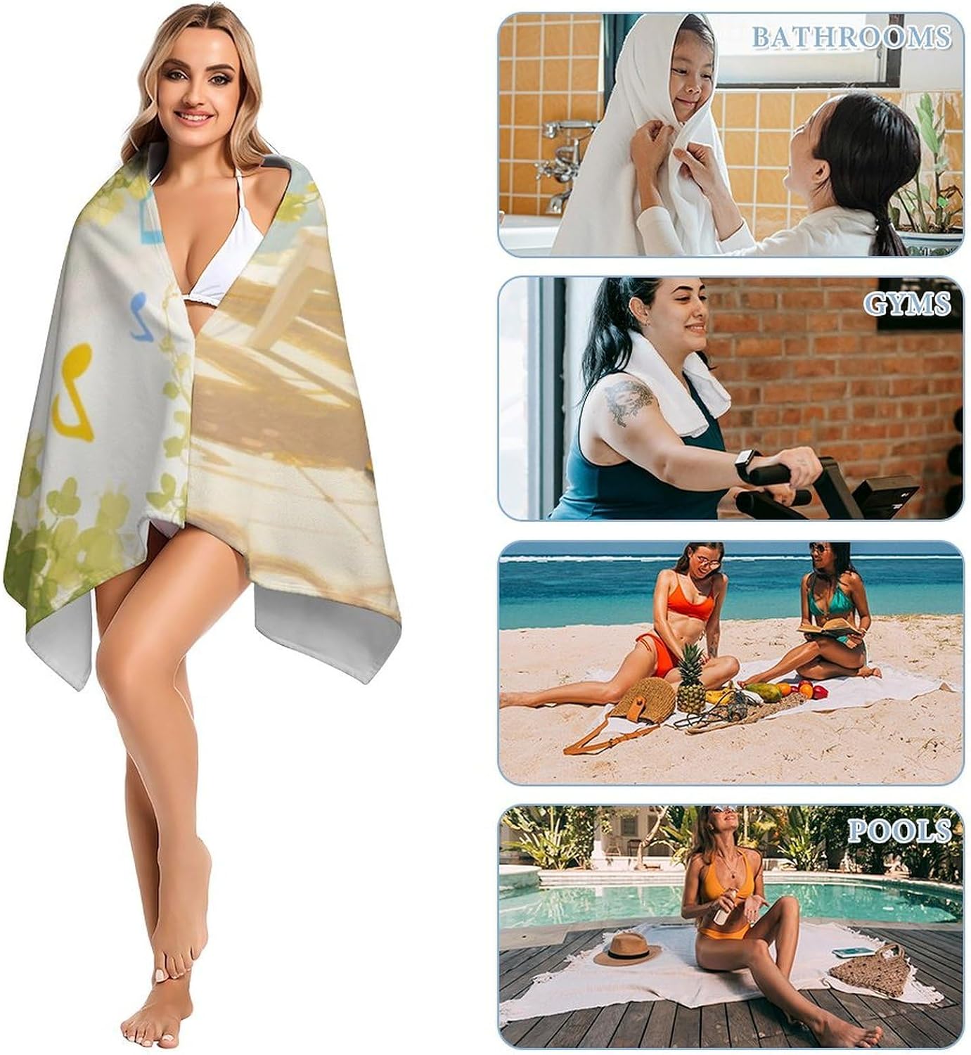 Piano Violin Music Notes Sand Proof Beach Towel Lightweight Pool Towel image 5