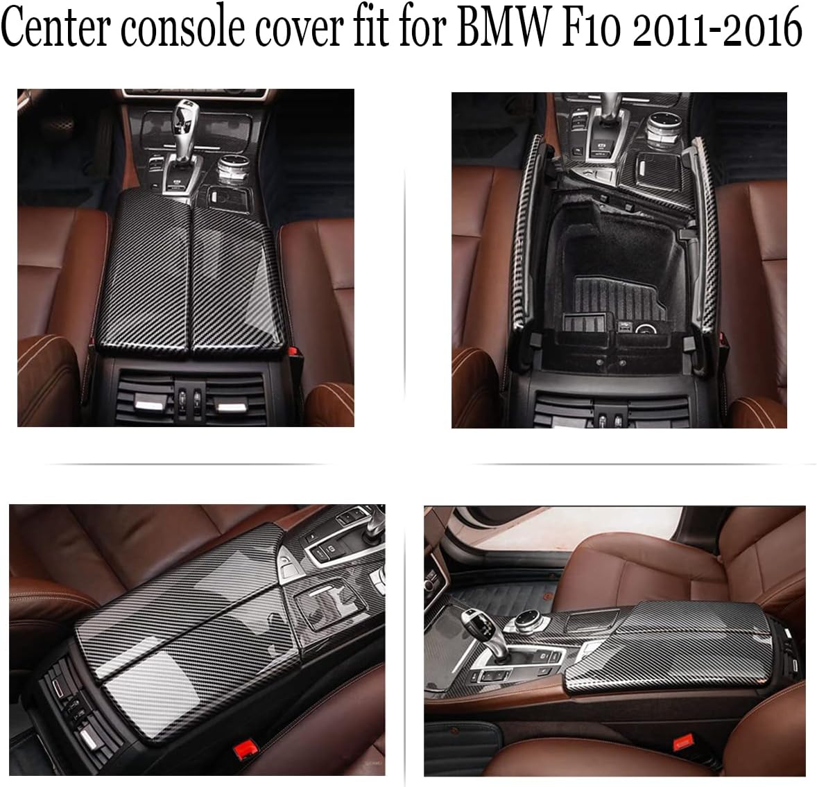 Takilma Car Armrest Box Cover for BMW F10 F11 2011-2016 Carbon Fiber Color Center Console Cover for BMW 5 Series 520i 528i 530i 535d 535i 550i 2011-2016
