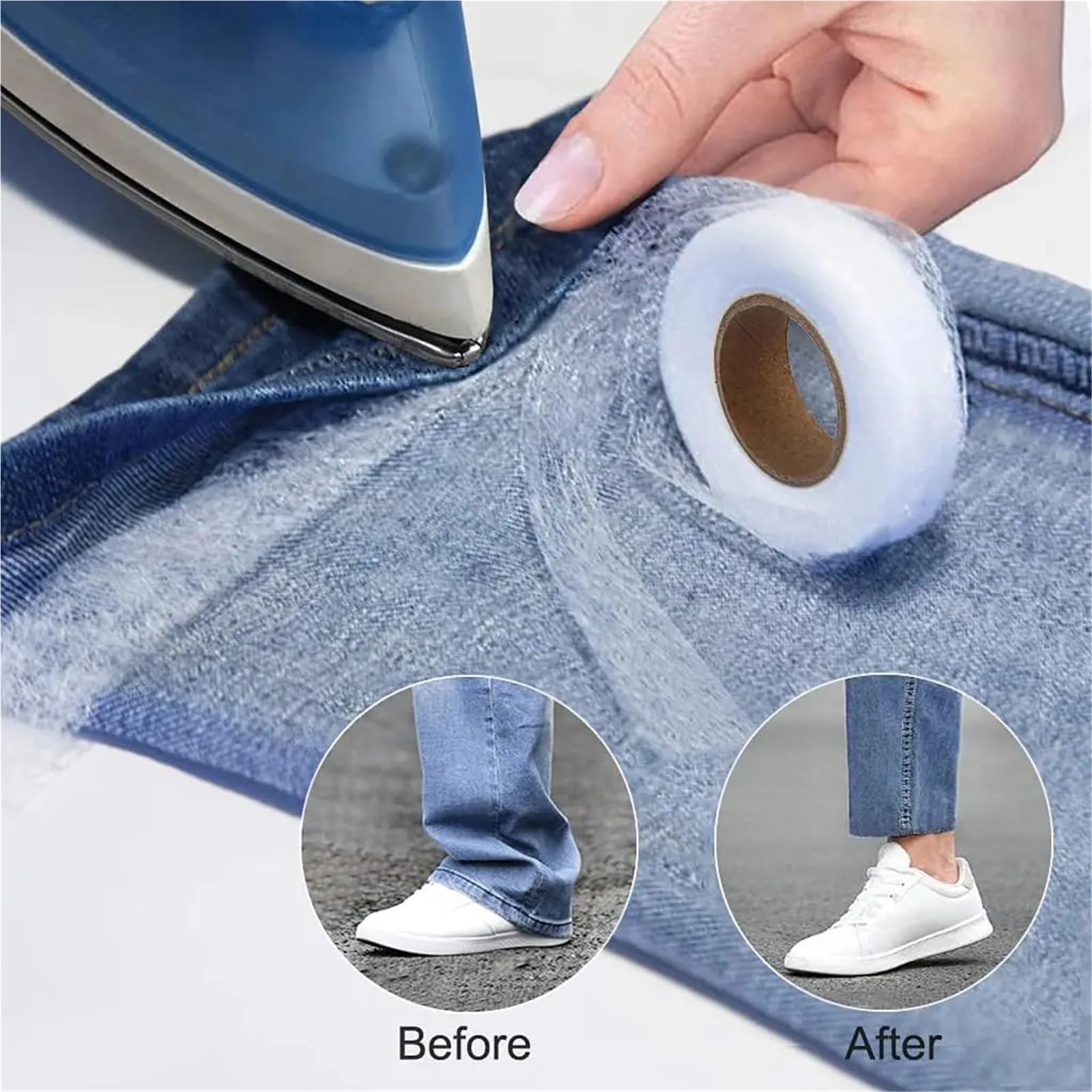 Lot de 10 rouleaux de ruban adhésif pour ourlet de pantalon, raccourcissement des bords, pâte à repasser sur pantalon, bricolage, vêtements, maison, accessoires de couture