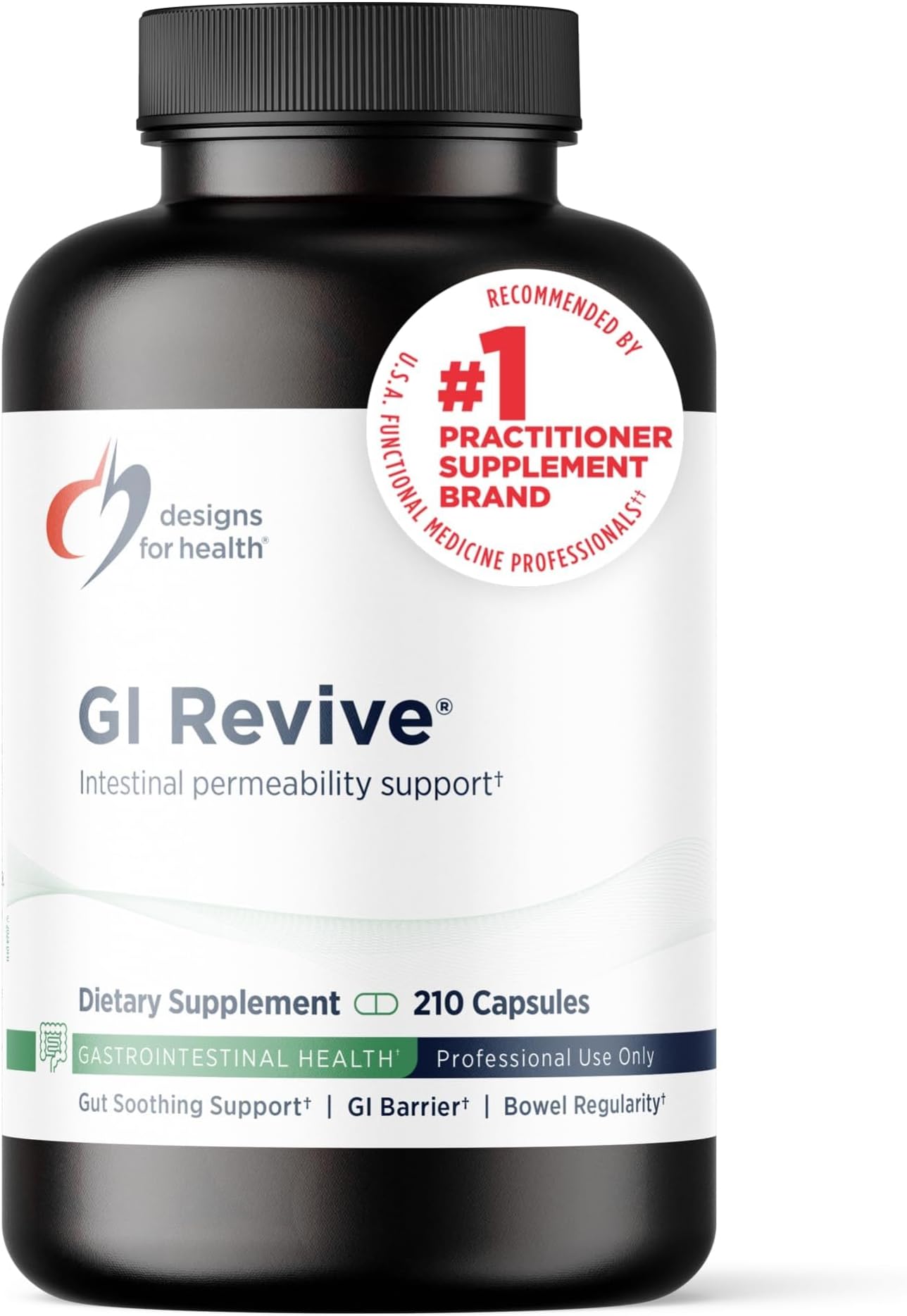 GI Revive, Slippery Elm Gut Health Support, 210 Capsules | Gastrointestinal Support, L-Glutamine, N-Acetyl Glucosamine, Citrus Pectin, Deglycyrrhizinated Licorice, Aloe Vera