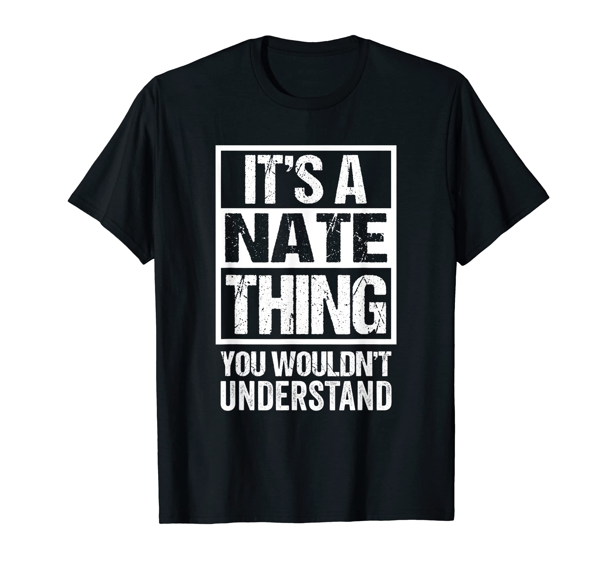 Funny Forename Gift Ideas Nate Nathan NathanielUnisex Black Small Modern Letter Print T-ShirtOEKO-TEX STANDARD 100
