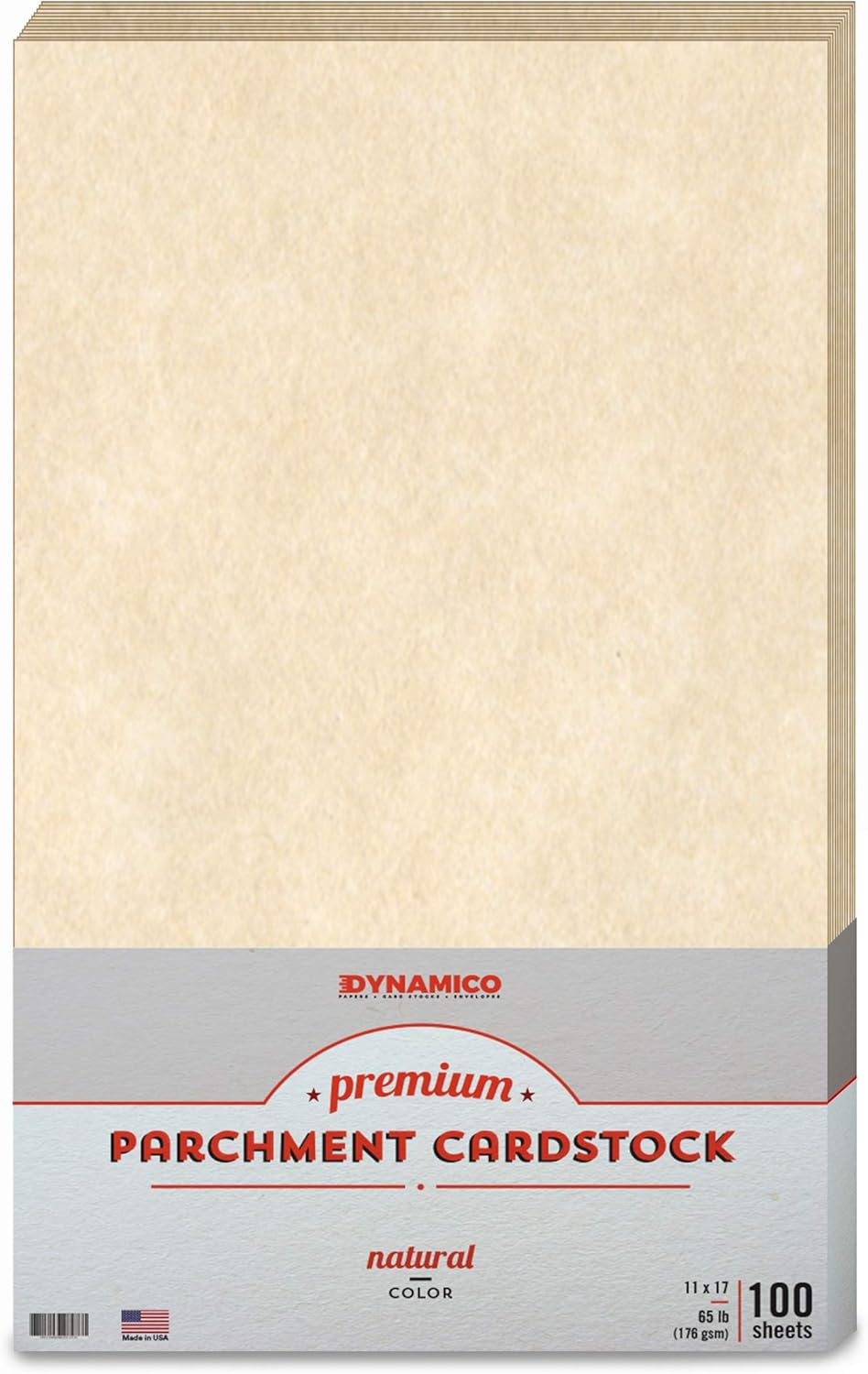 Natural Stationery Parchment Recycled Cardstock Paper | 65 Lb Cover (176 gsm) Card Stock | 11” x 17” Inches | 100 Sheets Per Pack