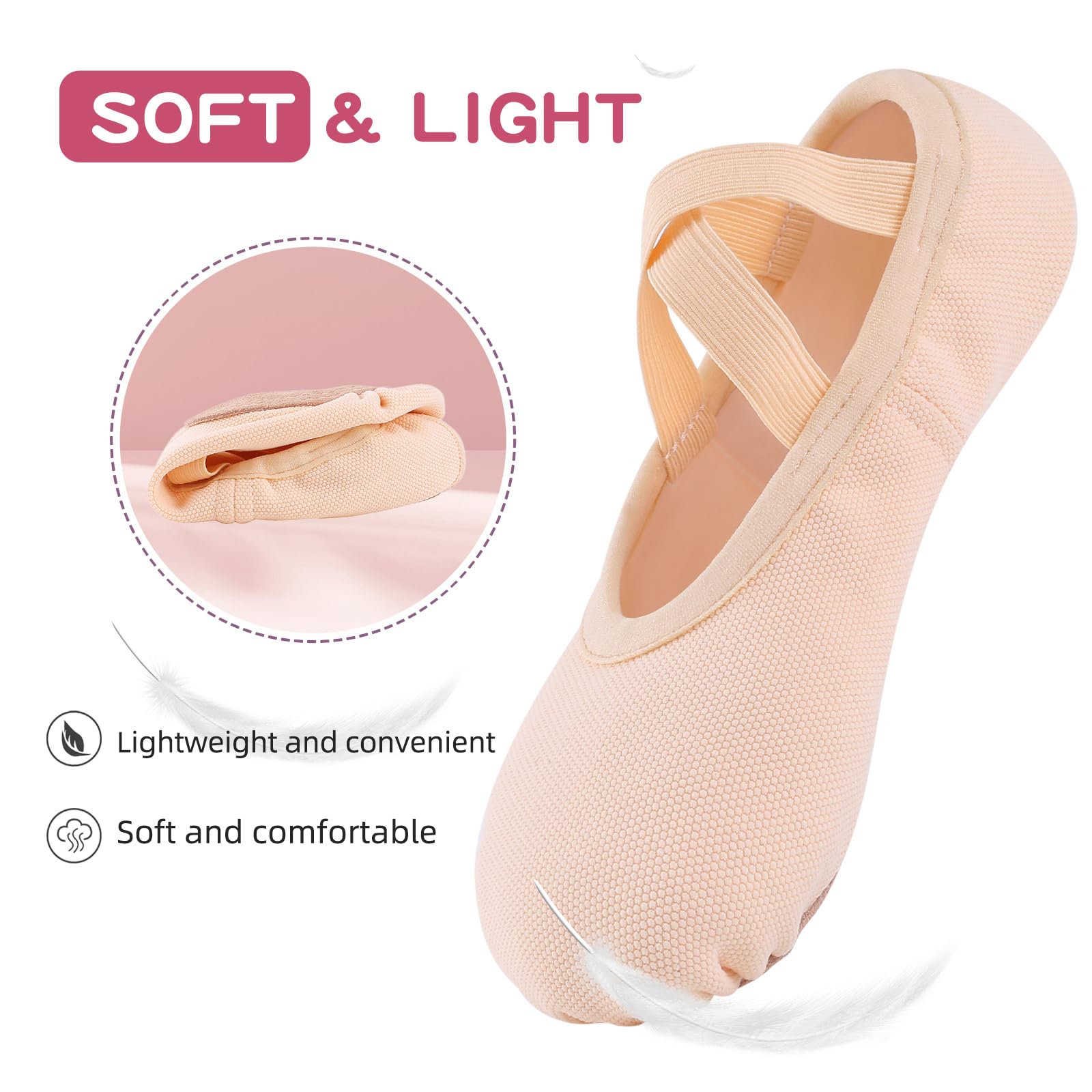 Ballettschuhe Mädchen Elastische Ballettschuhe Damen Gymnastikschuhe Geteilte Ledersohle für Kinder Erwachsene