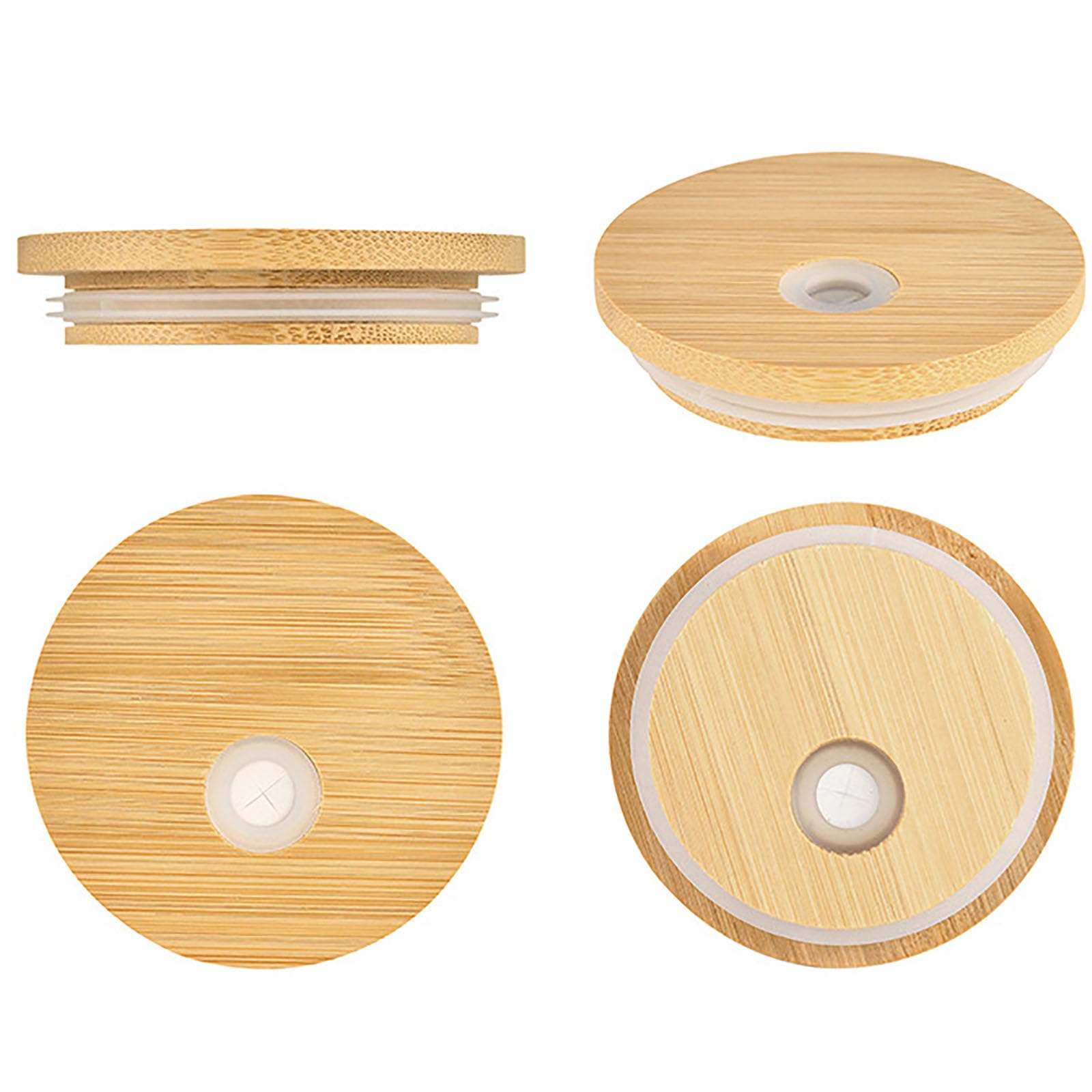 4 vasos con tapas de bambú y popotes, vasos de café de vidrio de 320 ml para jugo, café, whisky, cerveza, cócteles (Begonia)
