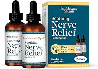 Nerve Pain Relief, Neuropathy Relief for Hands & Feet, Frankincense & Myrrh Rubbing Oil with Menthol and Frankincense Essential Oils, 2 Fl. Oz. Maximum Strength for Foot Pain – 2 Pack