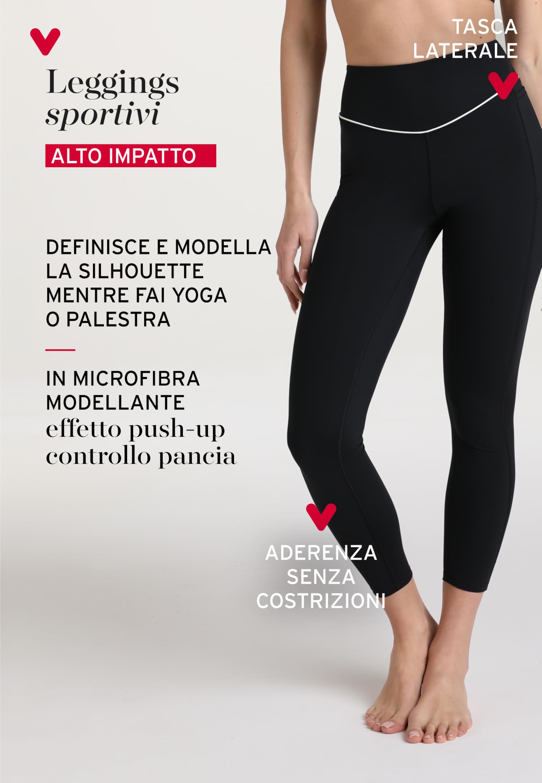 Lovable - Sportivi in Microfibra Modellante - Vita Alta Effetto Push-up E Controllo Pancia per Pilates, Palestra - Active Comfort, Leggings Donna