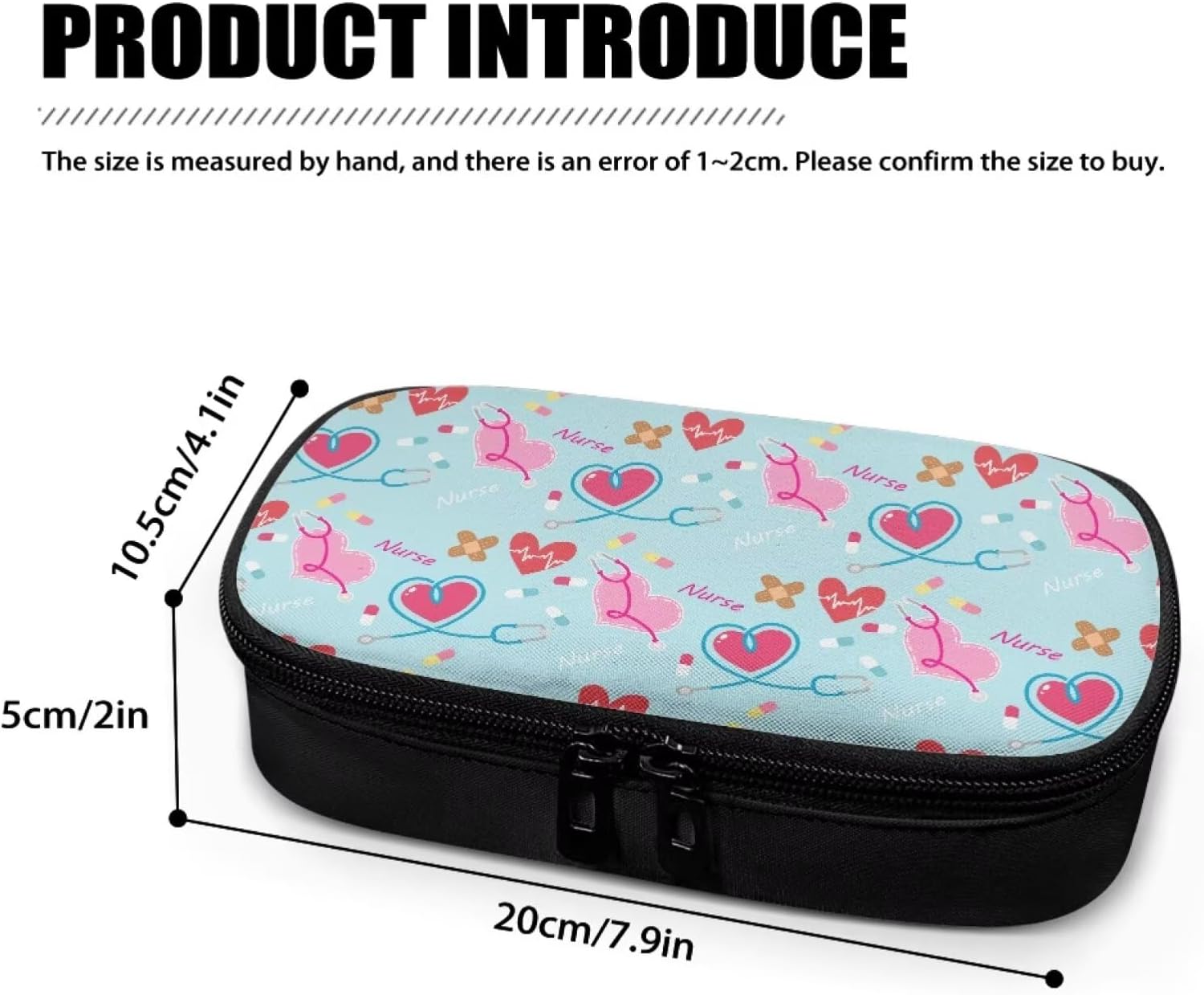Pink Love Heart Print Diabetic Supplies Storage Bag, Stethoscope Print Portable Glucose Meter Carrying Case for Women Nurse Diabetic Supplies image 4