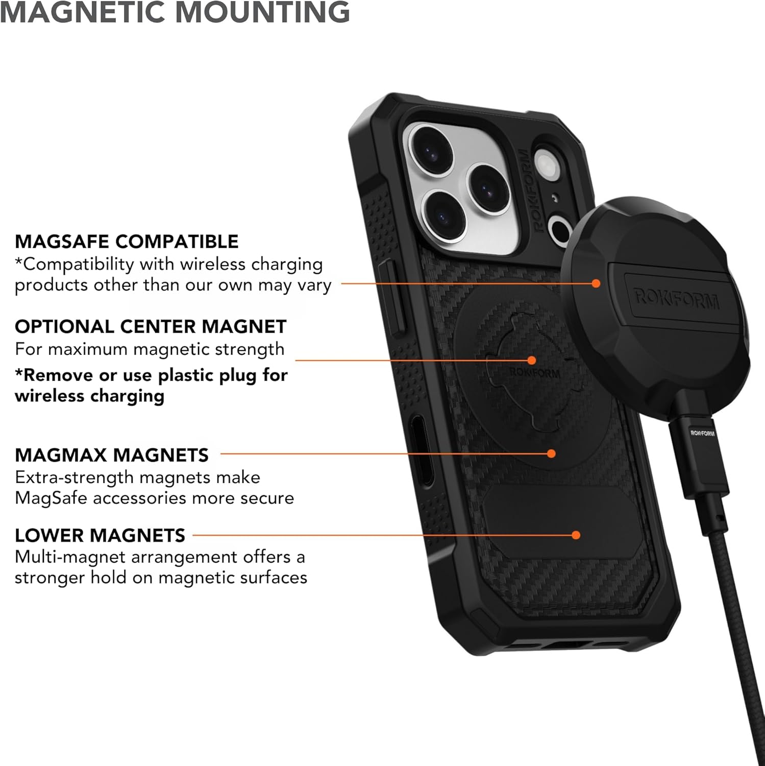 Rokform Rugged Case Compatible with iPhone 17 Pro, Magnetic Cover (Black) - Image 4
