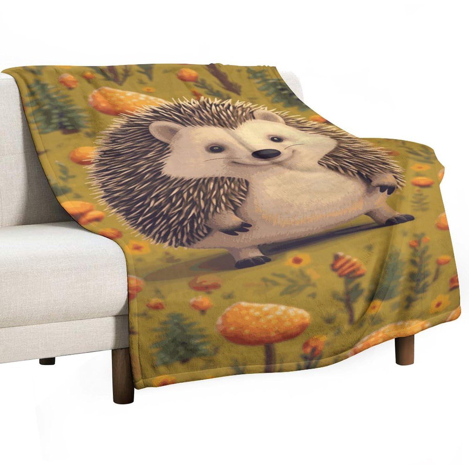 Couverture flanelle imprimée hérisson cadeau de naissance ou d'anniversaire mignon