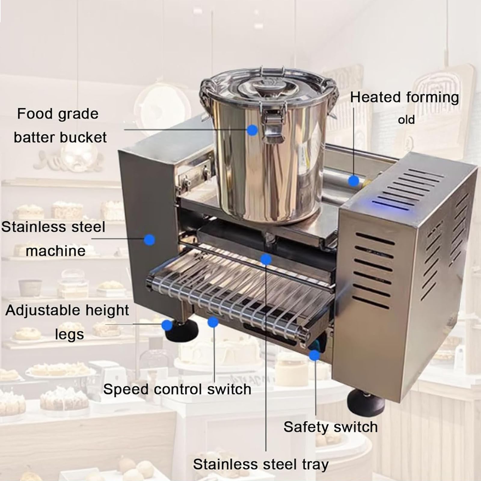 Macchina per crepe automatica commerciale, potenza 2800 W, produce 200-300 rotoli di uova, perfetto per pancake, dessert e crepes, diametro 20,3 cm, motore in rame