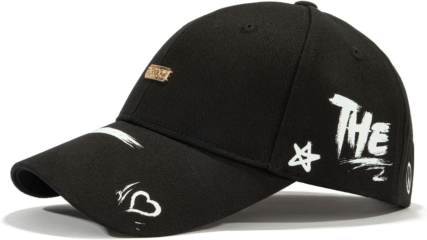 Trendy Unisex Graffiti Baseball Cap, Adjustable Cotton Baseball Cap for Men & Women, Athletic Streetwear Hat