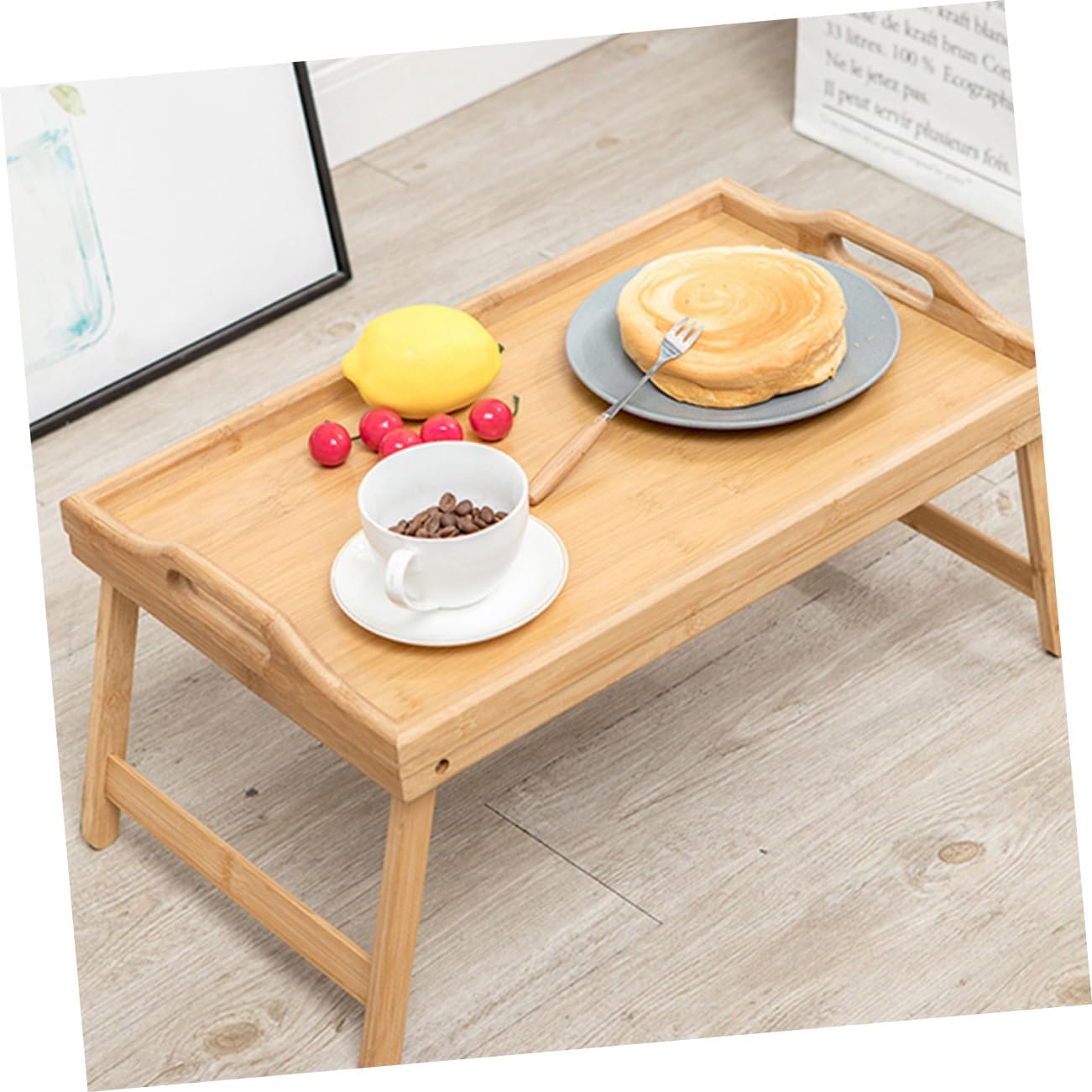Foldable Bed Laptop Desk with Legs Portable Serving Tray for Breakfast Snacks Work for Sofa Bed and Spaces