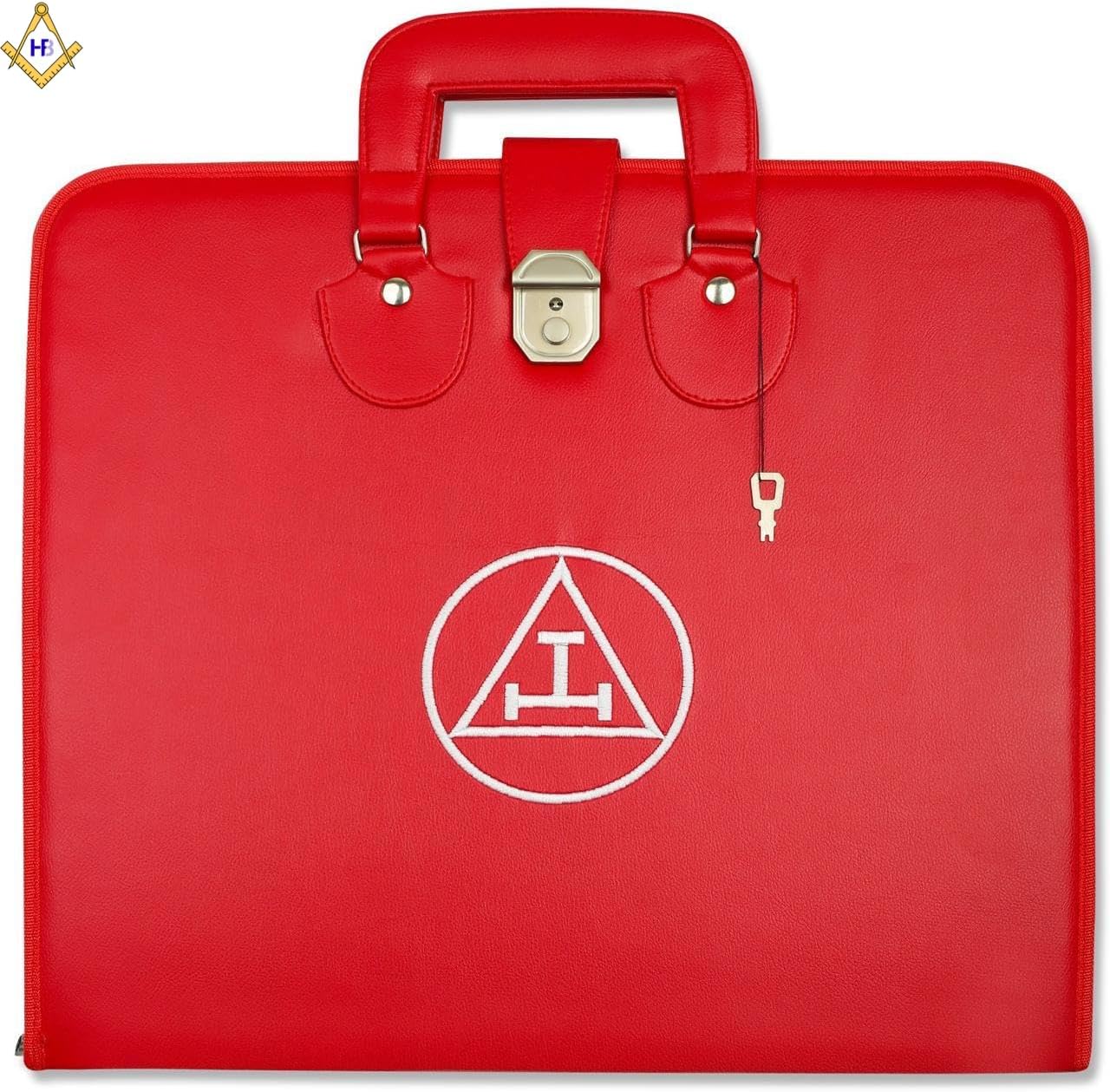Masonic Royal Arch Triple Tau Embroidered Apron with Chain Collar, Jewel, Gloves & Soft Case Premium Chapter Regalia, Ceremonial Set