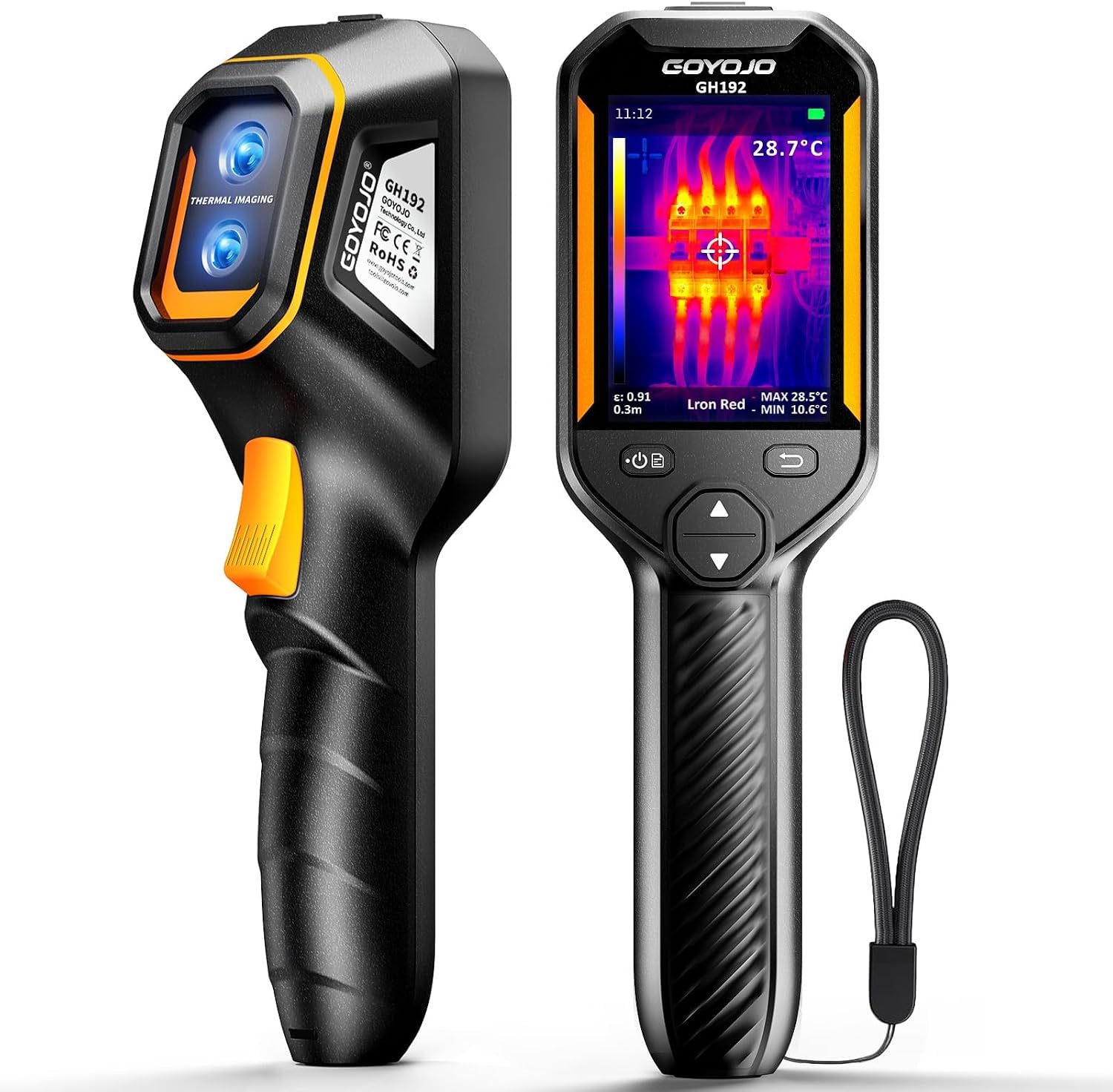 GOYOJO Wärmebildkamera 240×240 IR-Auflösung, 25Hz Infrarotkamera mit 2MP Sichtkamera, -20°C bis 550°C, Handheld Infrared Camera Thermal Imaging für Hausinspektion, Lecksuche, Elektrik und HVAC
