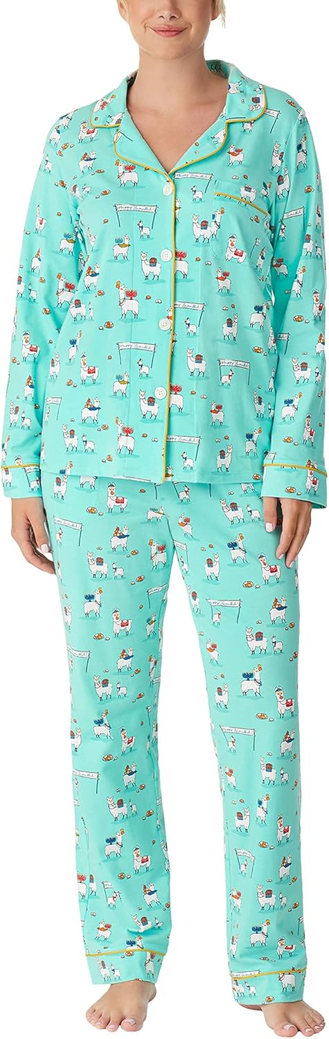 BedHead Pajamas Long Sleeve Classic PJ Set Happy Llamakkah XS (US 2-4)