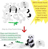 Vista 4 de Coolplay Rompecabezas de cristal 3D, regalos de panda, juguetes de escritorio con base iluminada, 58 piezas