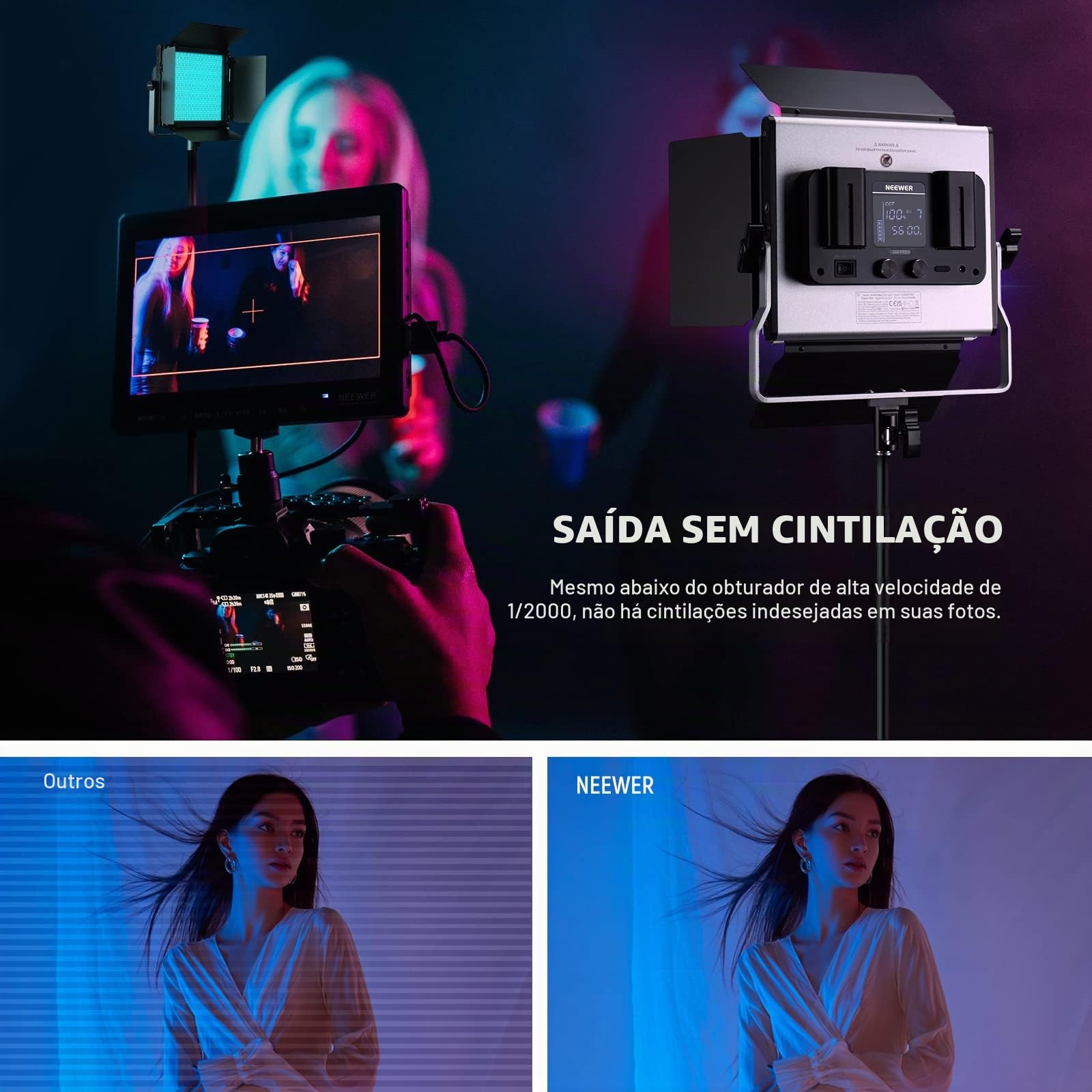 NEEWER Painel de luz de vídeo LED RGB 660PRO II melhorado com