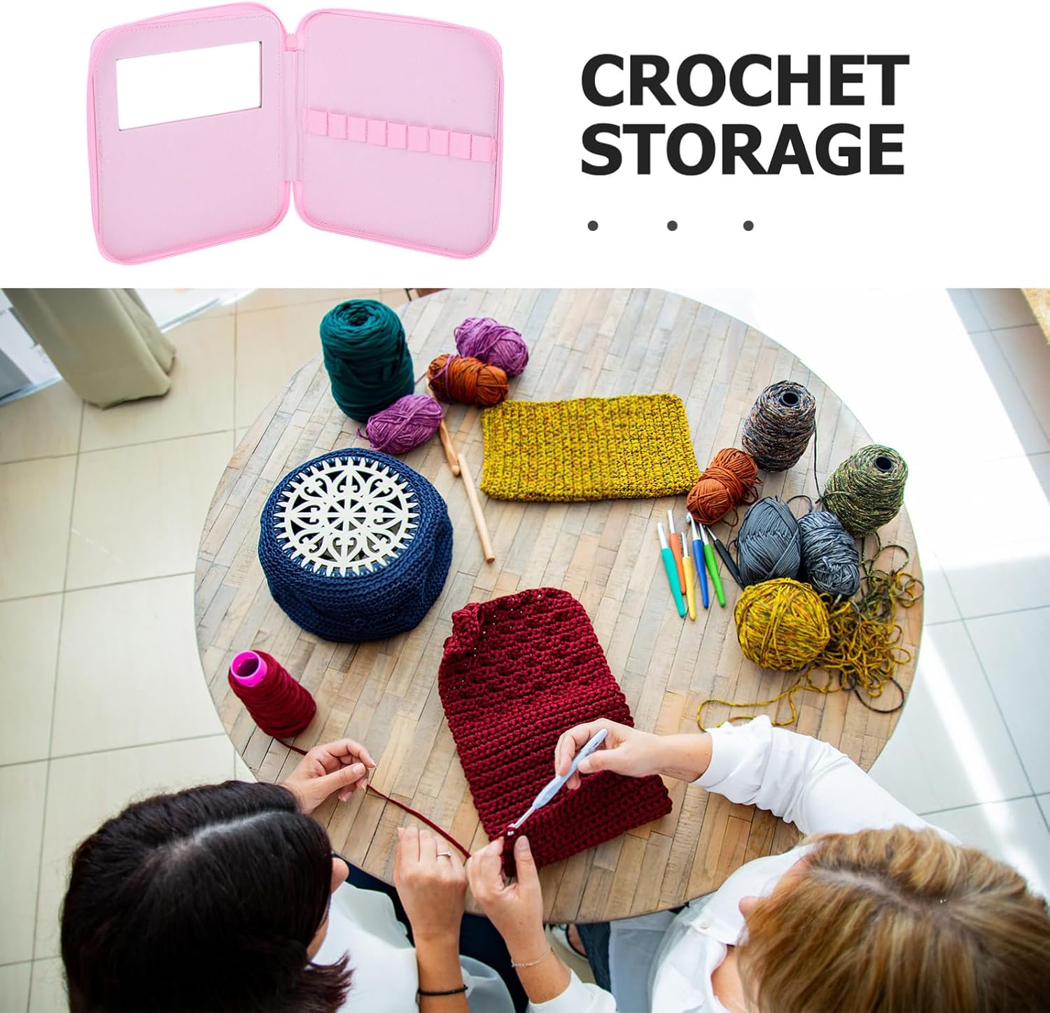 Crochet Hook Organizer Case Pink PU for Travel and Crafting image 3