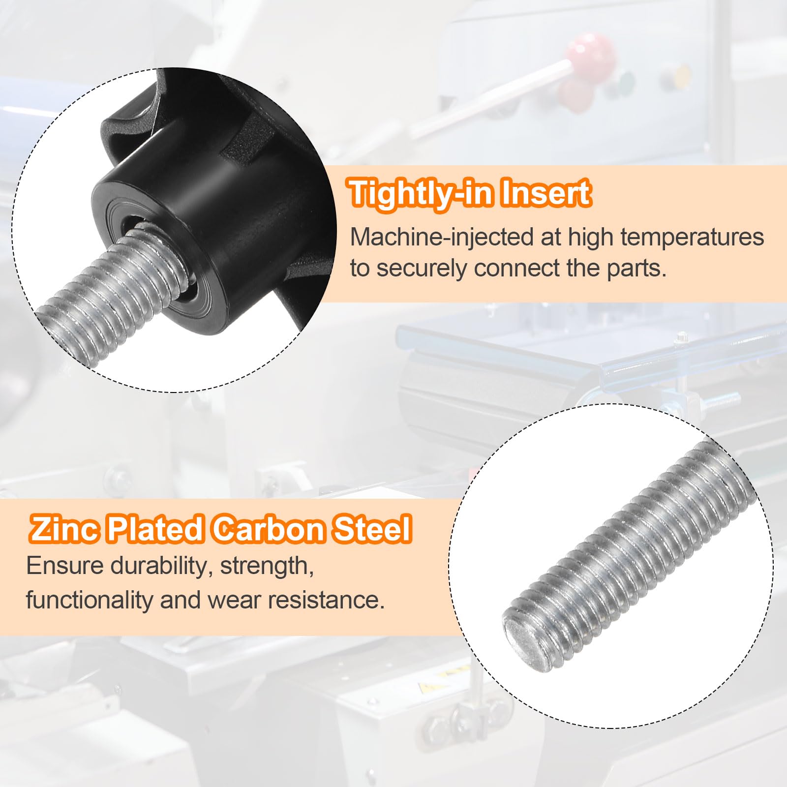 CoCud Etoiles Serrage Boutons, M8 X 15mm Mâle Filetage 39mm Tête, Plastique Pouce Vis Poignée Main Boutons Fileté Boulon Noir - (Applications: Pour Tour Machines), 2-Pièces