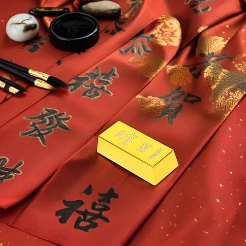 Miniatura 8 de Kisangel 2 piezas de barra de oro falsa réplica de ladrillo dorado de lingotes decorativos para película, regalo novedoso, suministros de fiesta