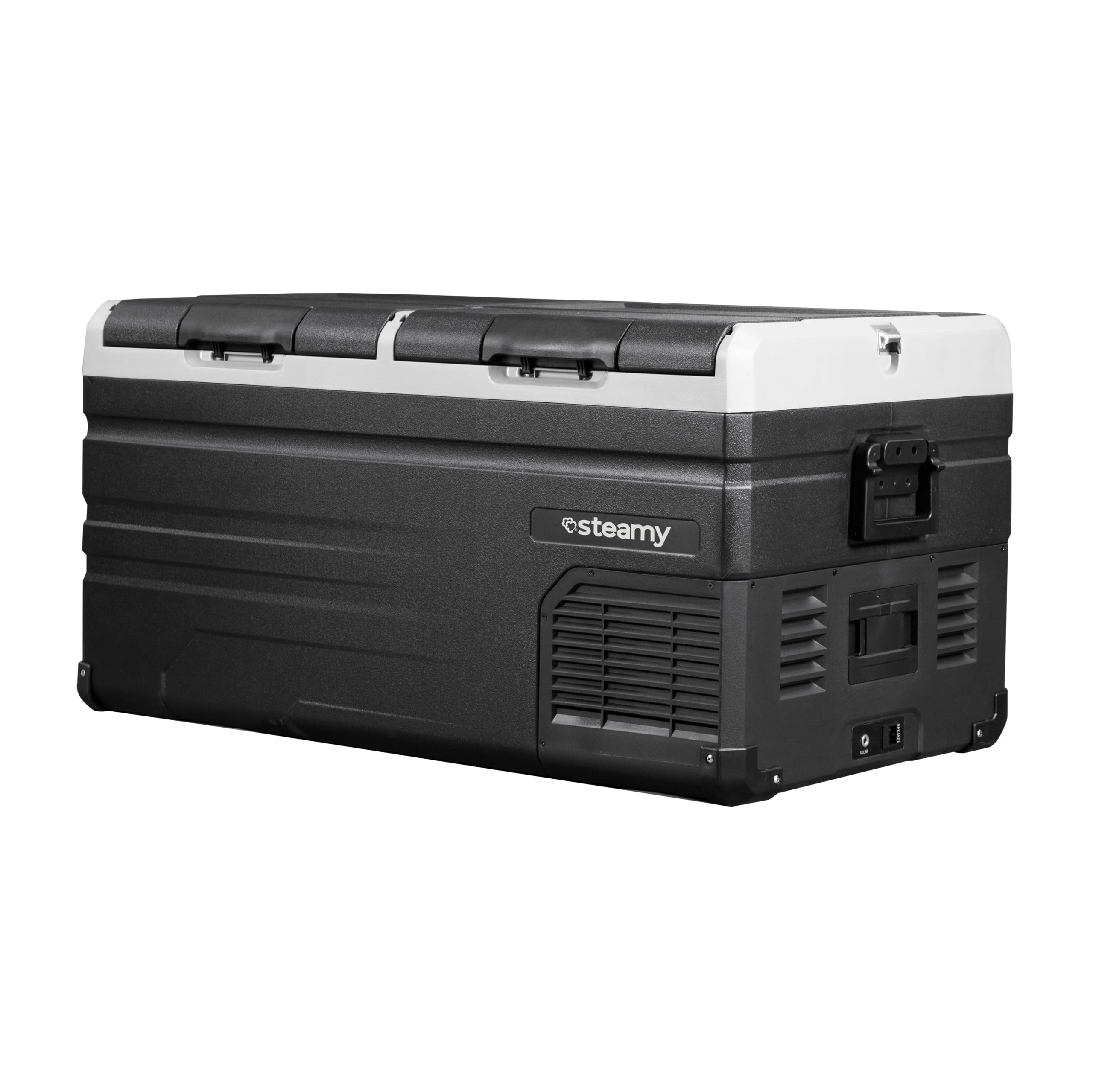Steamy-E Single Zone 95, Nevera de compresor portátil eléctrica, 90 Litros, Negro, 12V / 230V, para Congelar y Enfriar de -20°C a +20°C, ideal para Camping