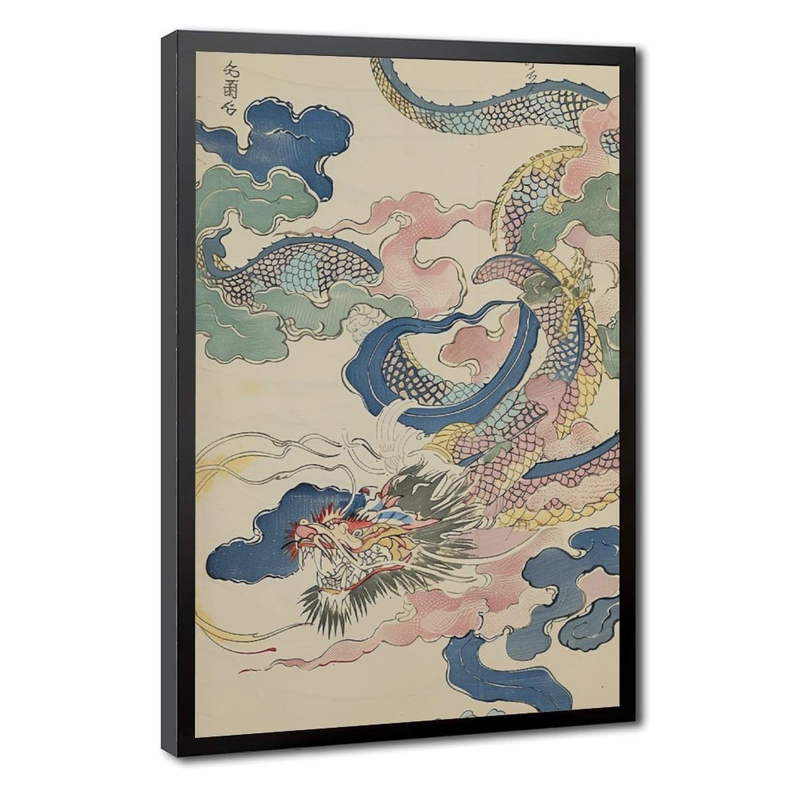 Bareronor Japanese Dragon Poater Canvas Poster Bedroom Decor Landscape Office Room Decor Gift 16" L X 24" W