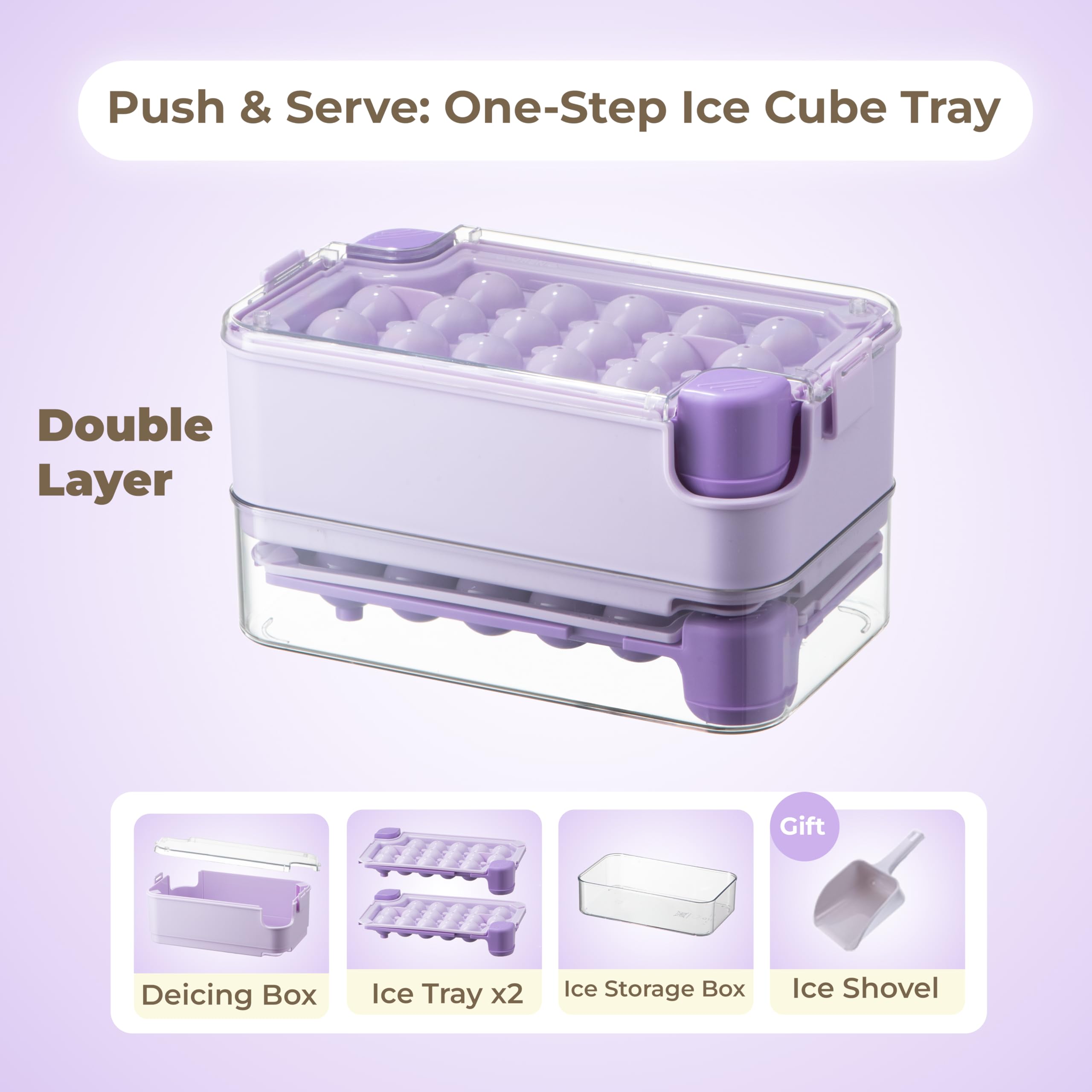 Innovative Ice Cube Tray - BPA Free Plastic - Easy Release Sphere Ice Ball Maker - Perfect for Cocktails, Drinks, and More (Purple)