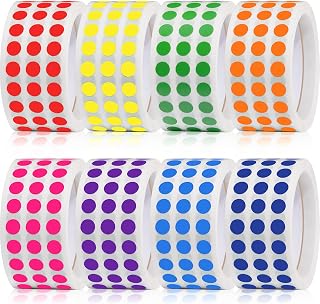 Gersoniel 16000 Pieces 1/4" Colored Dot Stickers Round Color Coding Labels | Polka Circle Coding Labels, Small Dot Price Sticker, 8 Color, for Office Classroom Decor Paper Yard Sale File Classification