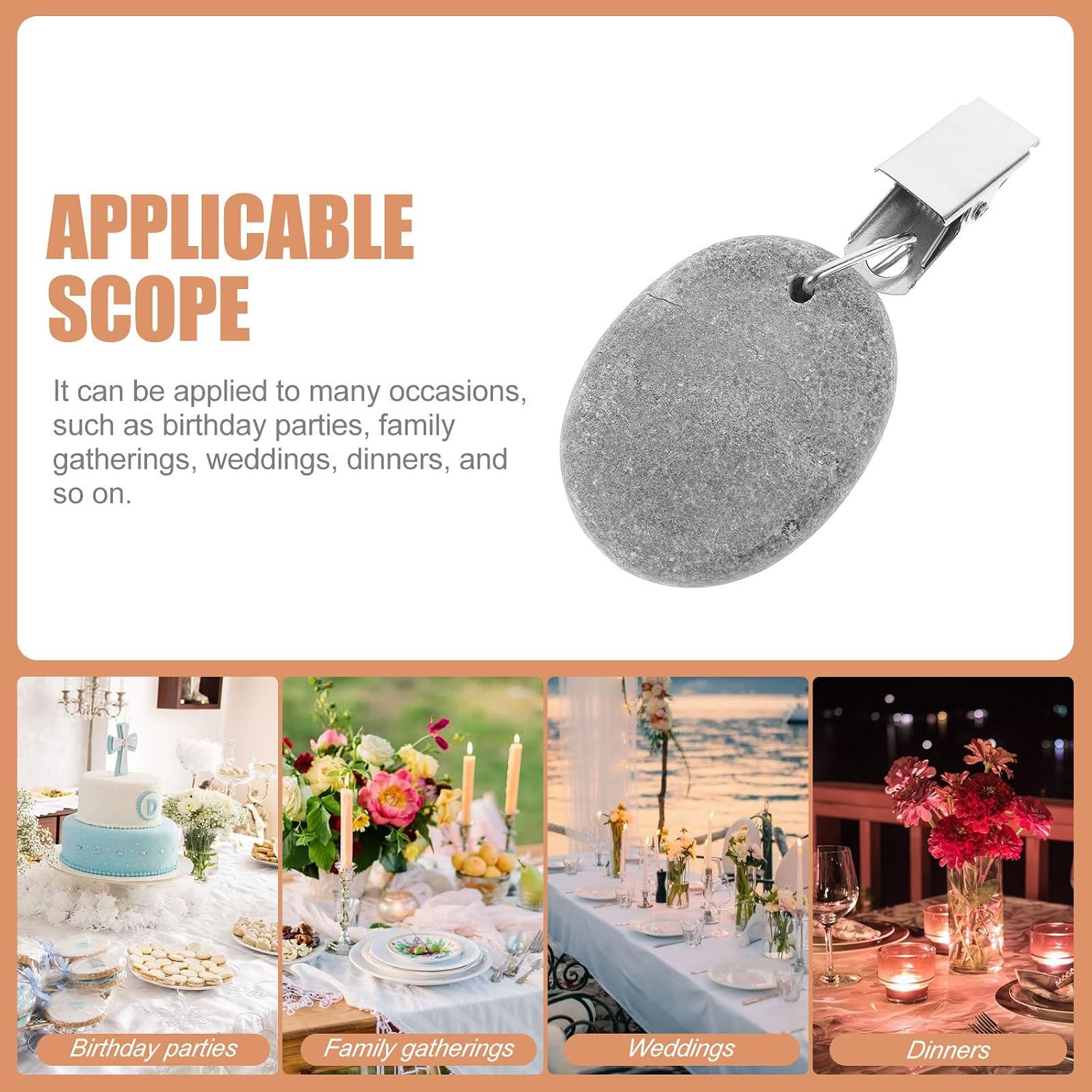 Amosfun 4pcs Compact Table Cover Clips with Stone Iron Clips image 3