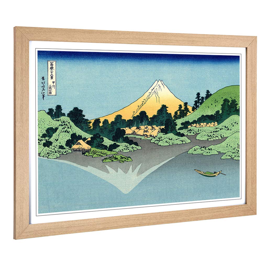 Big Box Art Framed Print of Hokusai Japanese Oriental Mount Fuji Reclection Design | Wall Art Picture| Home Decor for Kitchen, Living Room, Bedroom, Hallway, Oak, A2 / 24.5x18 Inch / 62x45cm